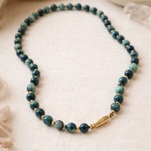 Elegant Blue and Gold Beaded Necklace